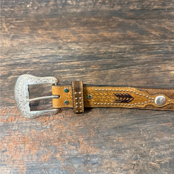 Nocona Accessories - Nocona Brown Leather Braided Womens Belt with Silver Buckle AS IS